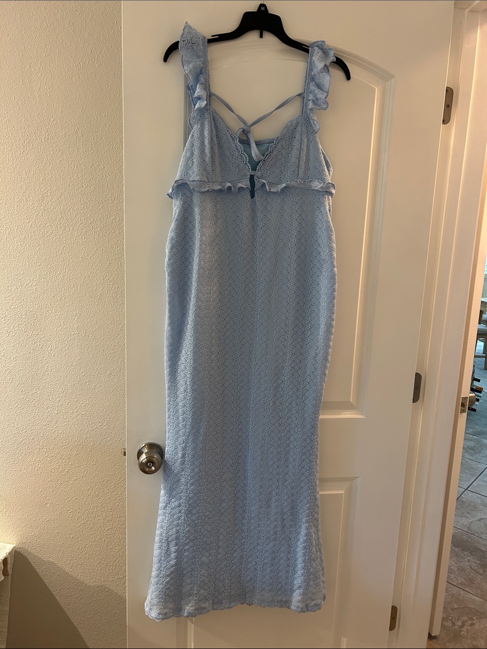 Light Blue Maxi Dress with Ruffle Straps